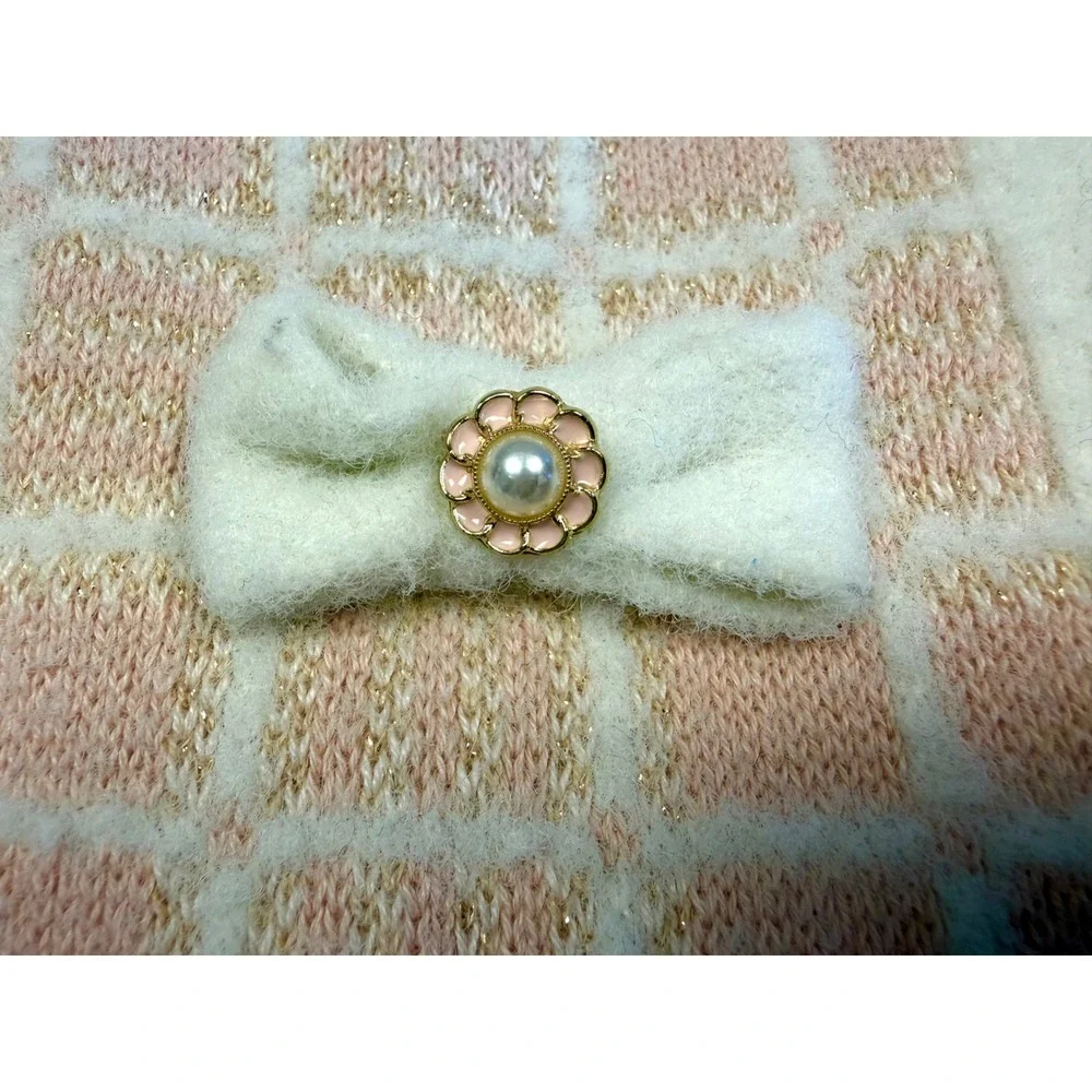 Cupcakes and Cashmere Sweater Skirt Set Kids 12M Pink Plaid Pearl-like Bows